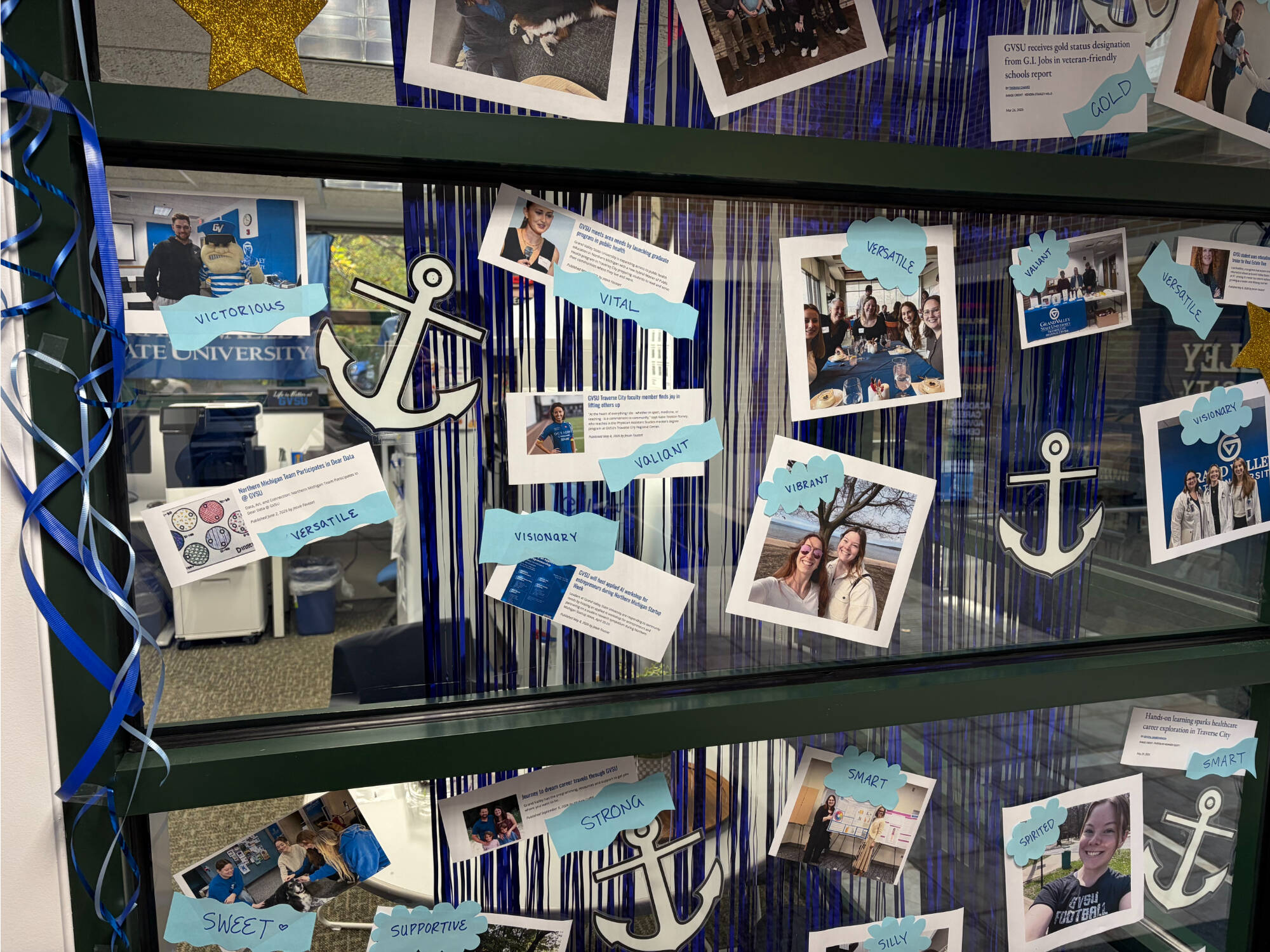 Traverse City Regional Center office door with photos of students
